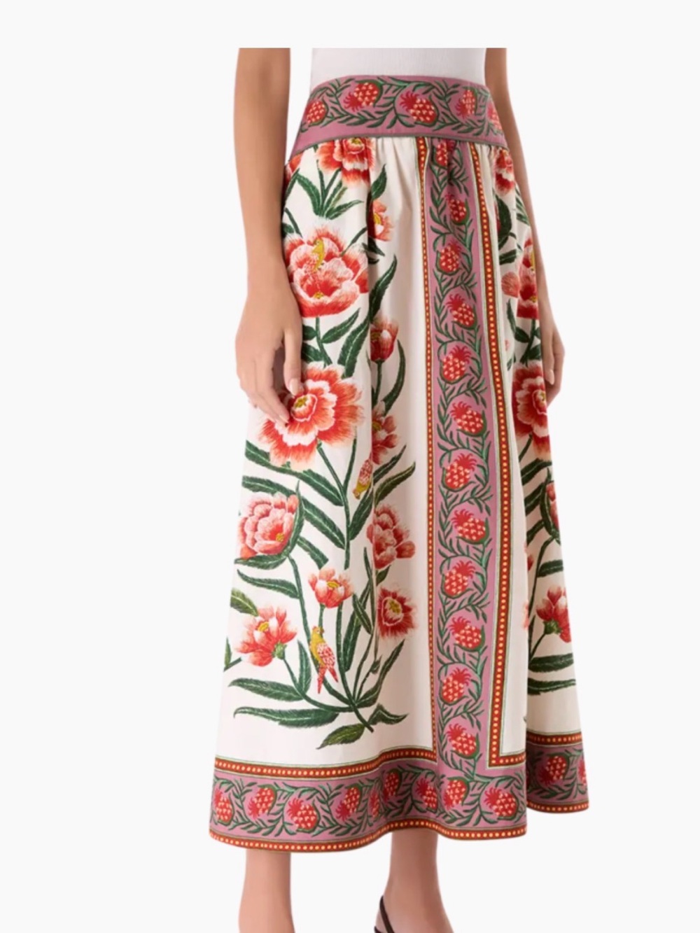 FARM Rio Cream Maxi Skirt with Coral Floral Print - Picture 8 of 12